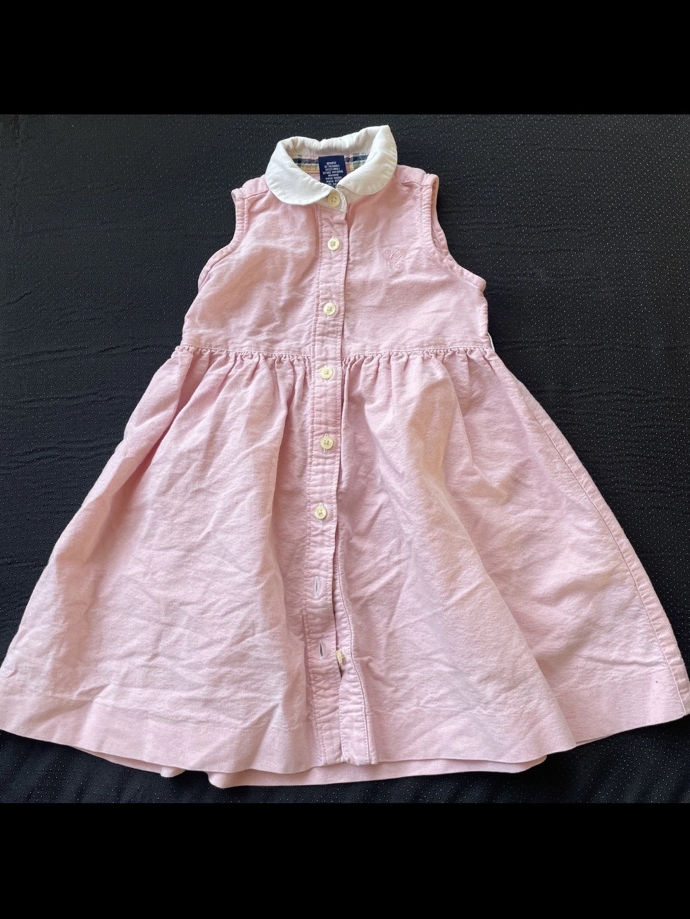Chaps Pink Sleeveless Button-Front Dress with White Collar
